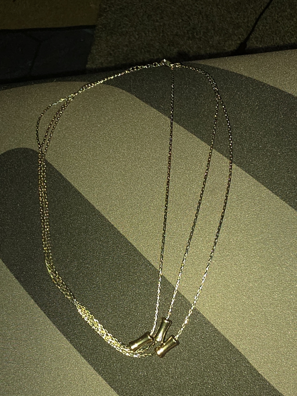 Delicate silver-Tone Double Chain Necklace with Tube Pendants